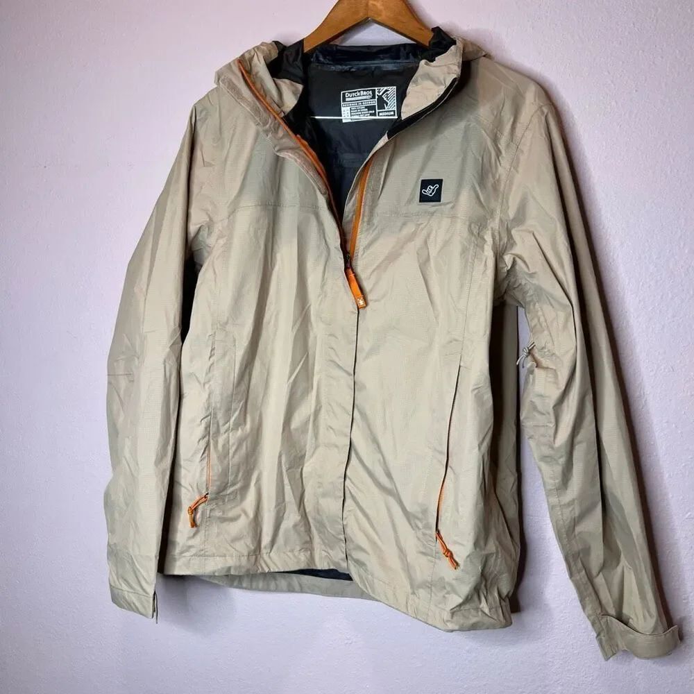 Dutch bros coffee khaki full zip up windbreaker rain jacket